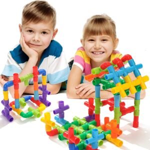 toy imagine™ 30+ pipe puzzle blocks set for kids – creative building toys for 3 8 year old boys & girls – educational construction toy for learning & indoor play – multicolor preschool activity game